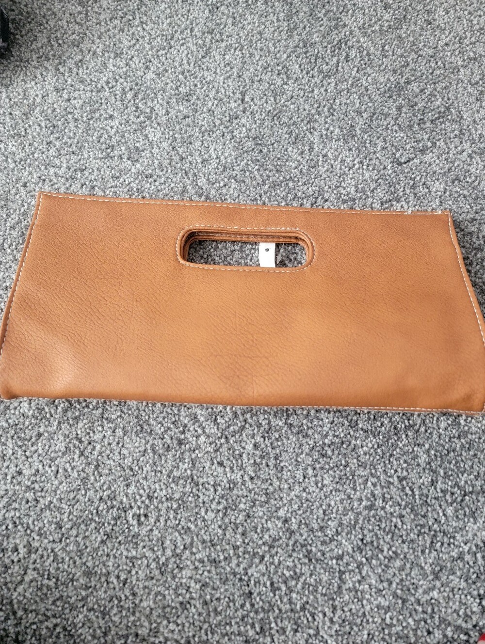 Cato Tan Clutch with Cream Lace and Stud Accents - Picture 2 of 3